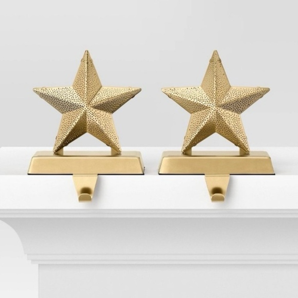 NWT. WONDERSHOP Gold Star Light Up Stocking Holders